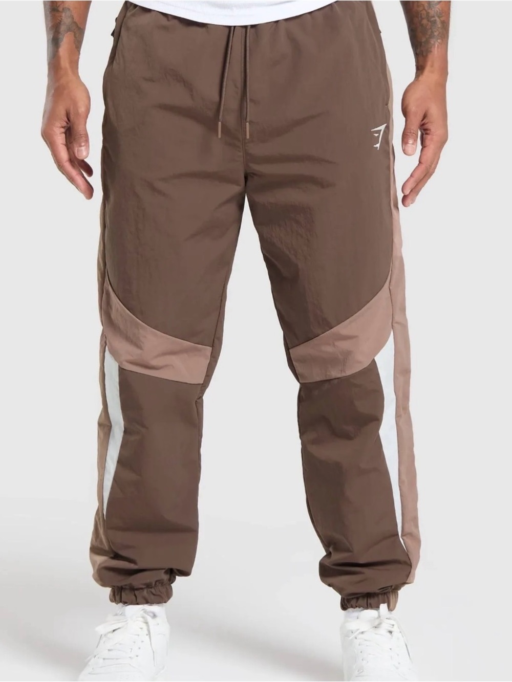 Gymshark Men's Retro Brown Two-Tone Track Pants with Lining Inside - #285